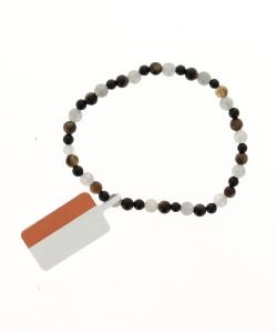 Bracelet Labradorite, Tourmaline noire, Oeil de tigre perles 4mm, 1 part
